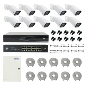 PNI House IP816 NVR pakett 10 PNI IP780 4MP kaamera, allika, lüliti, kaablite, pistikute ja jaoturitega