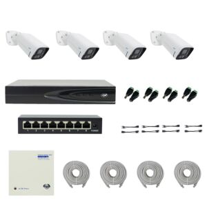 PNI House IP816 NVR pakett 4 PNI IP740 4MP kaamera, allika, lüliti, kaablite, pistikute ja jaoturitega