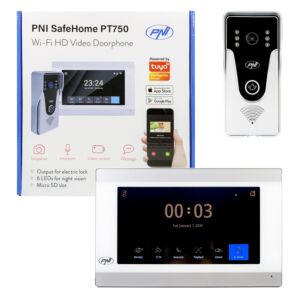 Nutikas videointercom PNI SafeHome PT750 WiFi HD, P2P, sisemonitor, spetsiaalne Tuya Smart rakendus, integreerimine