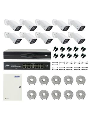 PNI House IP816 NVR pakett 10 PNI IP780 4MP kaamera, allika, lüliti, kaablite, pistikute ja jaoturitega