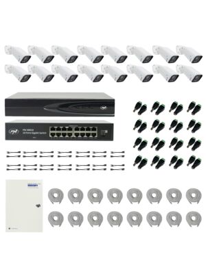 PNI House IP816 NVR pakett 16 PNI IP740 4MP kaamera, allika, lüliti, kaablite, pistikute ja jaoturitega