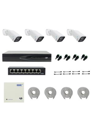 PNI House IP816 NVR pakett 4 PNI IP780 4K kaamera, allika, lüliti, kaablite, pistikute ja jaoturitega