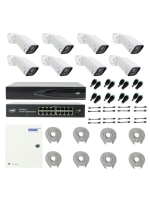 PNI House IP816 NVR pakett 8 PNI IP780 4K kaamera, allika, lüliti, kaablite, pistikute ja jaoturitega