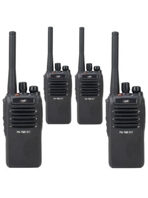 Komplektis 4 kaasaskantavat raadiojaama PNI PMR R17 446MHz, 0,5W, 16 PMR kanalit ja 50 CTCSS ja 104 DCS tooni, programmeeritav, Li-Ion